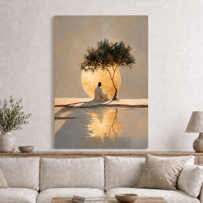 Jesus Under The Olive Tree Peaceful Christian Wall Art Poster/Canvas