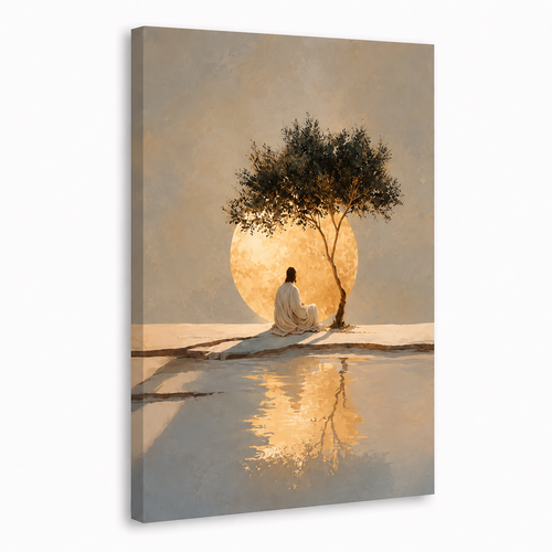 Jesus Under The Olive Tree Peaceful Christian Wall Art Poster/Canvas