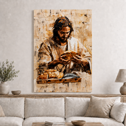 Jesus Looking To Heaven Wall Art, Christian Faith Religious Canvas