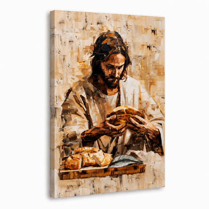 Jesus Breaking Bread Christian Faith Wall Art Poster/Canvas