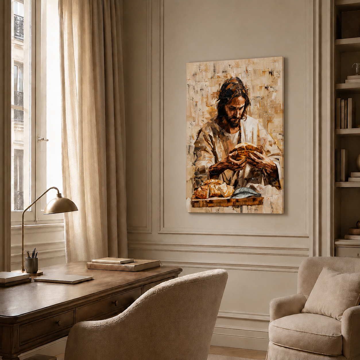 Jesus Breaking Bread Christian Faith Wall Art Poster/Canvas