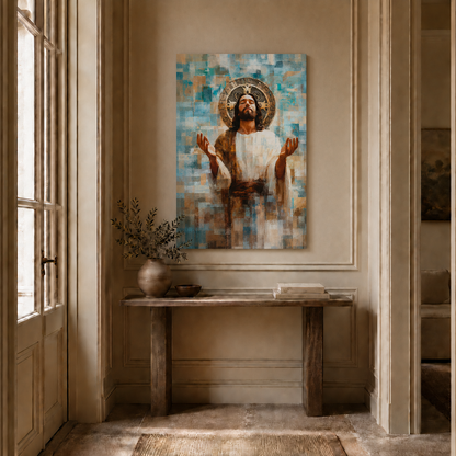 Jesus With Open Hands Christian Abstract Wall Art Poster/Canvas