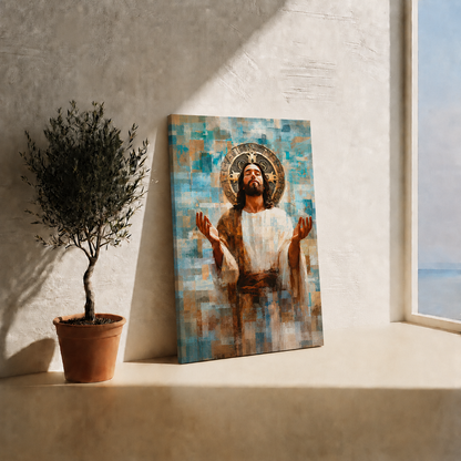 Jesus With Open Hands Christian Abstract Wall Art Poster/Canvas