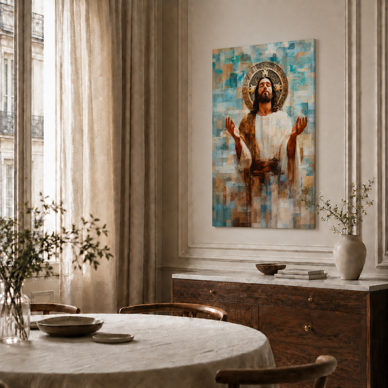 Jesus With Open Hands Christian Abstract Wall Art Poster/Canvas