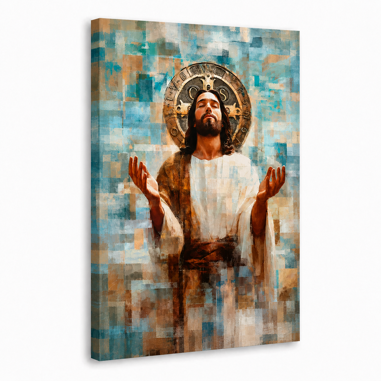 Jesus With Open Hands Christian Abstract Wall Art Poster/Canvas