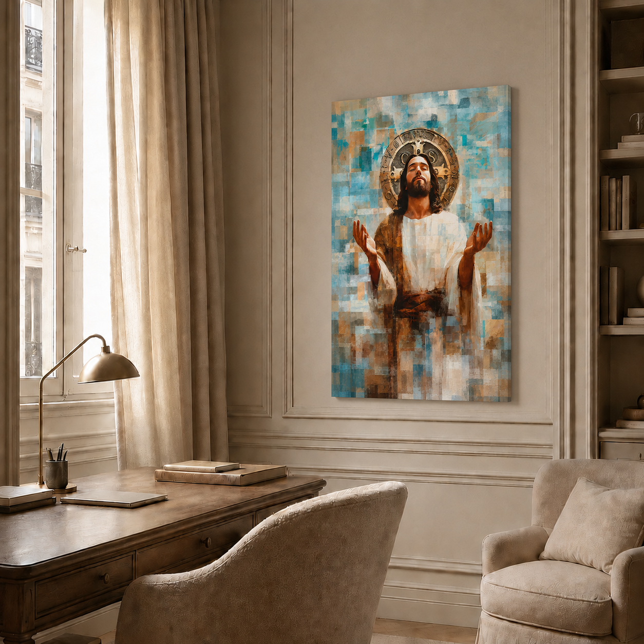 Jesus With Open Hands Christian Abstract Wall Art Poster/Canvas