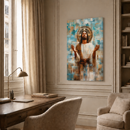 Jesus With Open Hands Christian Abstract Wall Art Poster/Canvas