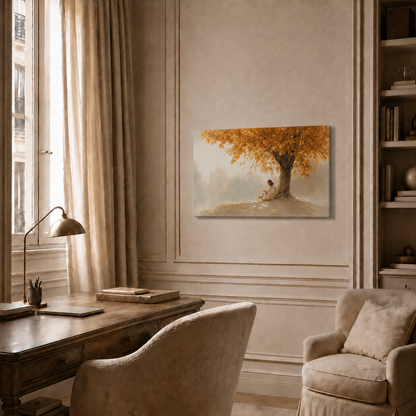 Jesus Under Autumn Tree Wall Art, Christian Peaceful Faith Poster/Canvas