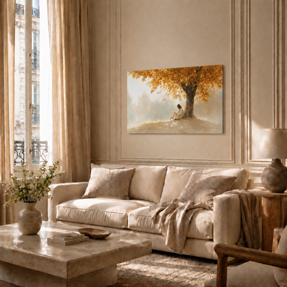 Jesus Under Autumn Tree Wall Art, Christian Peaceful Faith Poster/Canvas