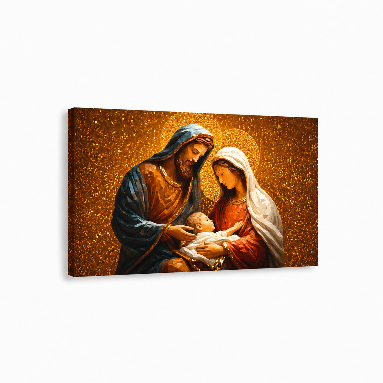Holy Family Nativity Golden Christian Wall Art Poster/Canvas