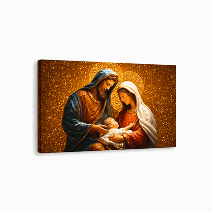 Holy Family Nativity Golden Christian Wall Art Poster/Canvas