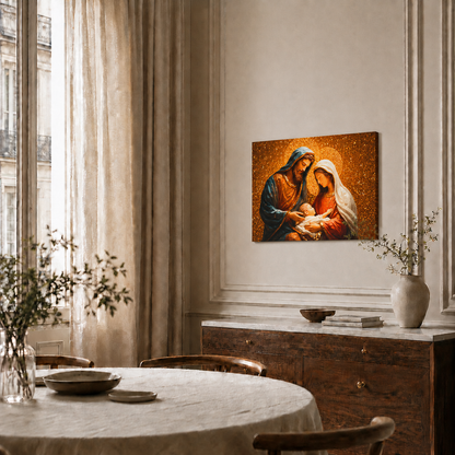 Holy Family Nativity Golden Christian Wall Art Poster/Canvas