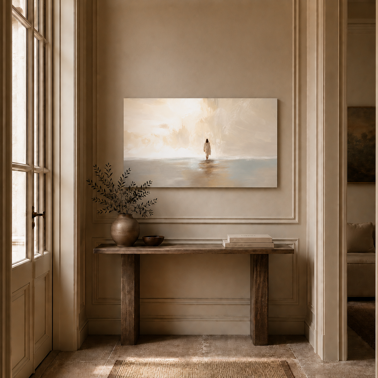Jesus Walking Into The Light Christian Wall Art Poster/Canvas