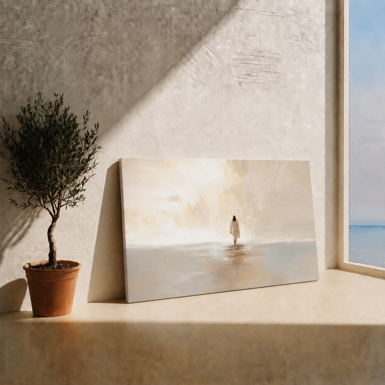 Jesus Walking Into The Light Christian Wall Art Poster/Canvas