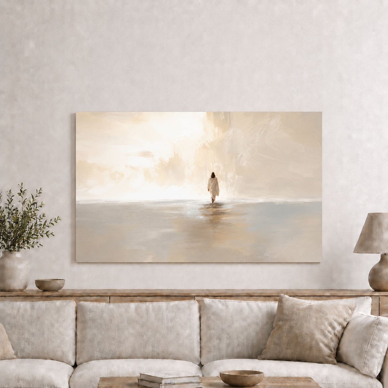 Jesus Walking Into The Light Christian Wall Art Poster/Canvas