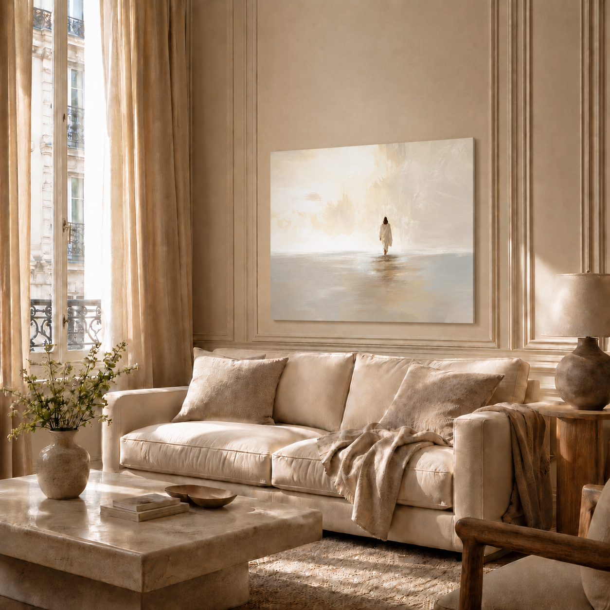 Jesus Walking Into The Light Christian Wall Art Poster/Canvas