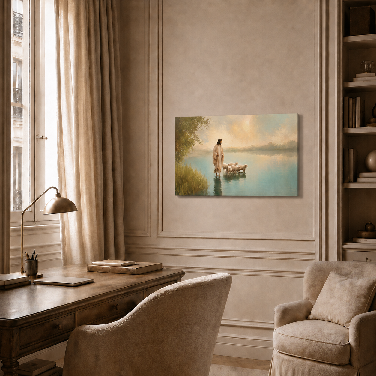 Jesus With Lambs Peaceful Shepherd Christian Wall Art Poster/Canvas