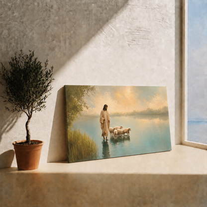 Jesus With Lambs Peaceful Shepherd Christian Wall Art Poster/Canvas