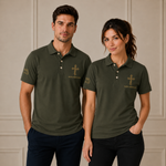 Green Faith Over Fear Christian Cross Polo Shirt – Philippians 4:13 Religious Polo