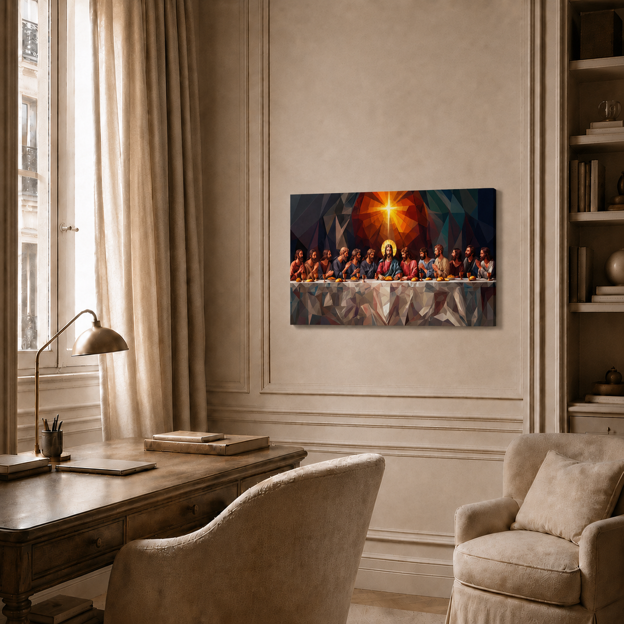 The Last Supper Jesus And Apostles Low Poly Christian Wall Art Poster/Canvas