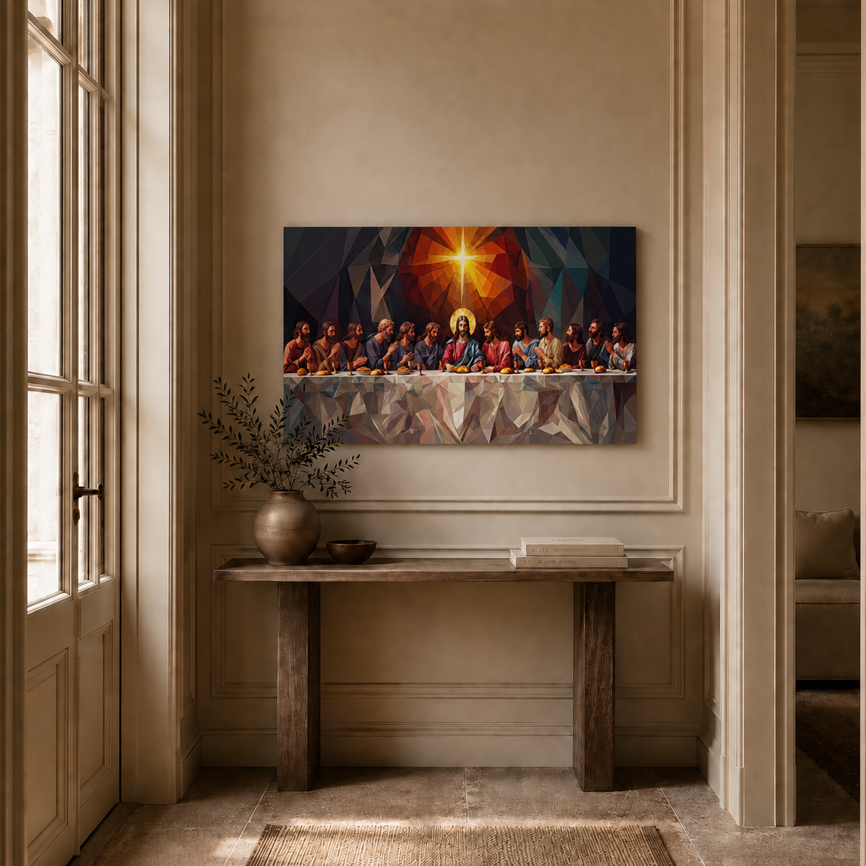 The Last Supper Jesus And Apostles Low Poly Christian Wall Art Poster/Canvas