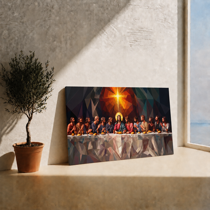 The Last Supper Jesus And Apostles Low Poly Christian Wall Art Poster/Canvas