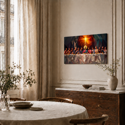 The Last Supper Jesus And Apostles Low Poly Christian Wall Art Poster/Canvas