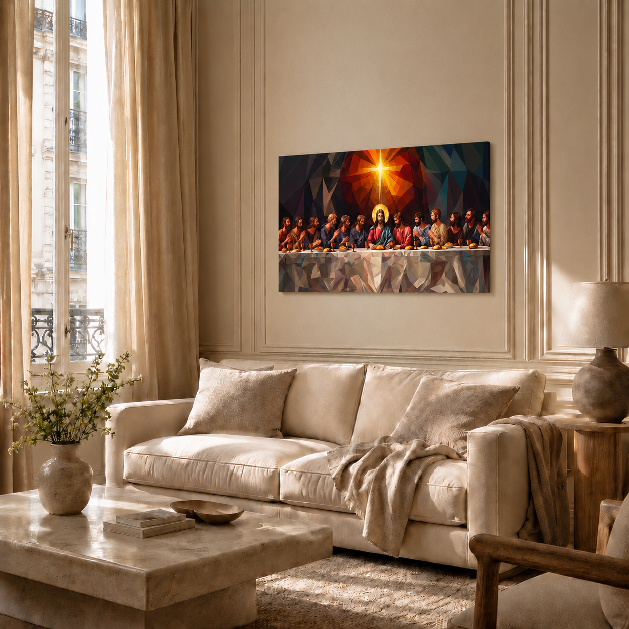 The Last Supper Jesus And Apostles Low Poly Christian Wall Art Poster/Canvas