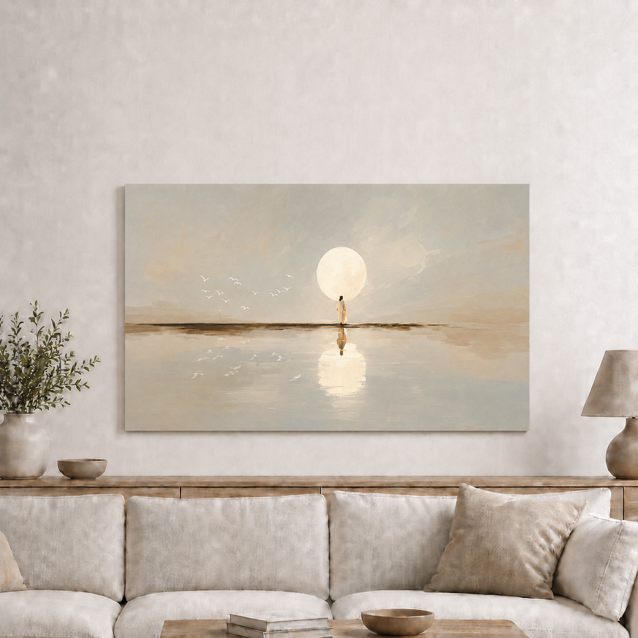 Jesus By The Moonlight Peaceful Christian Wall Art Poster/Canvas