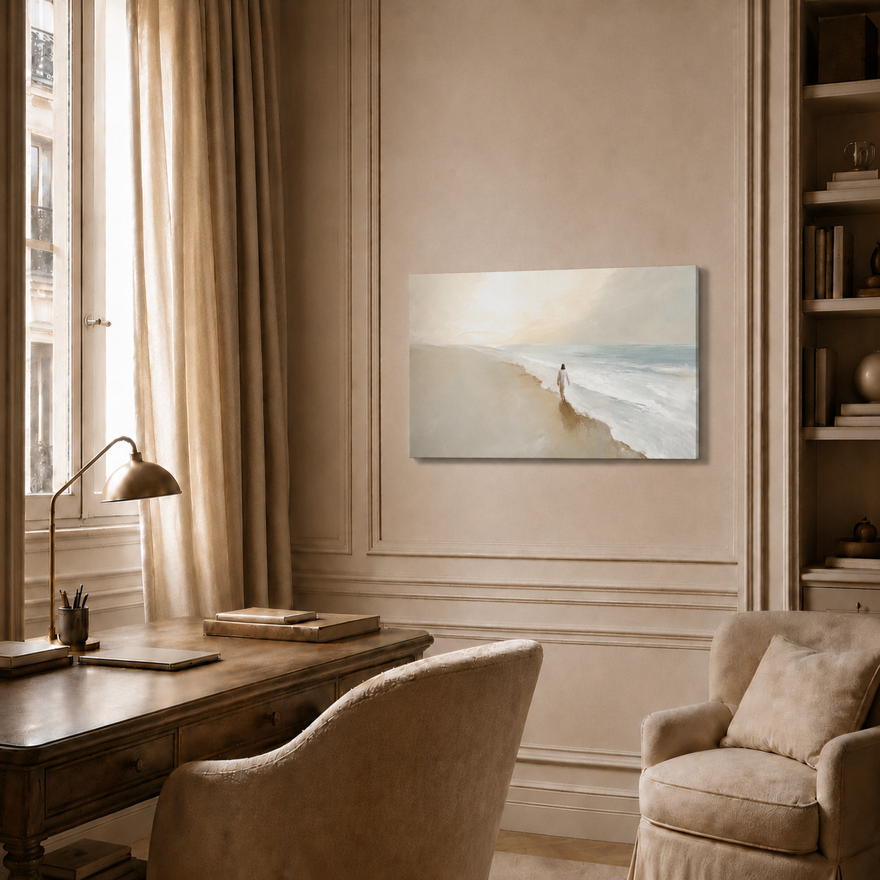 Jesus Walking By The Shore Peaceful Christian Wall Art Poster/Canvas