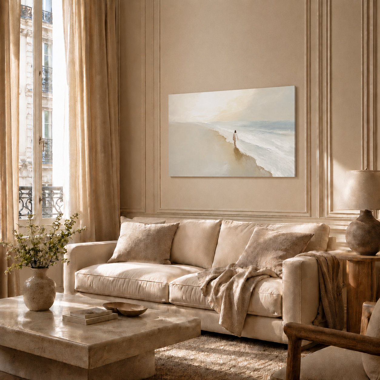 Jesus Walking By The Shore Peaceful Christian Wall Art Poster/Canvas