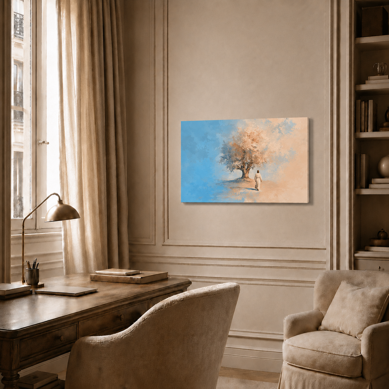Jesus Walking Toward The Tree Of Life Christian Wall Art Poster/Canvas