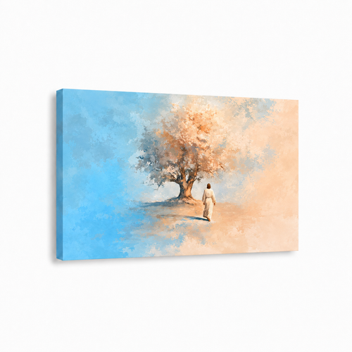 Jesus Walking Toward The Tree Of Life Christian Wall Art Poster/Canvas