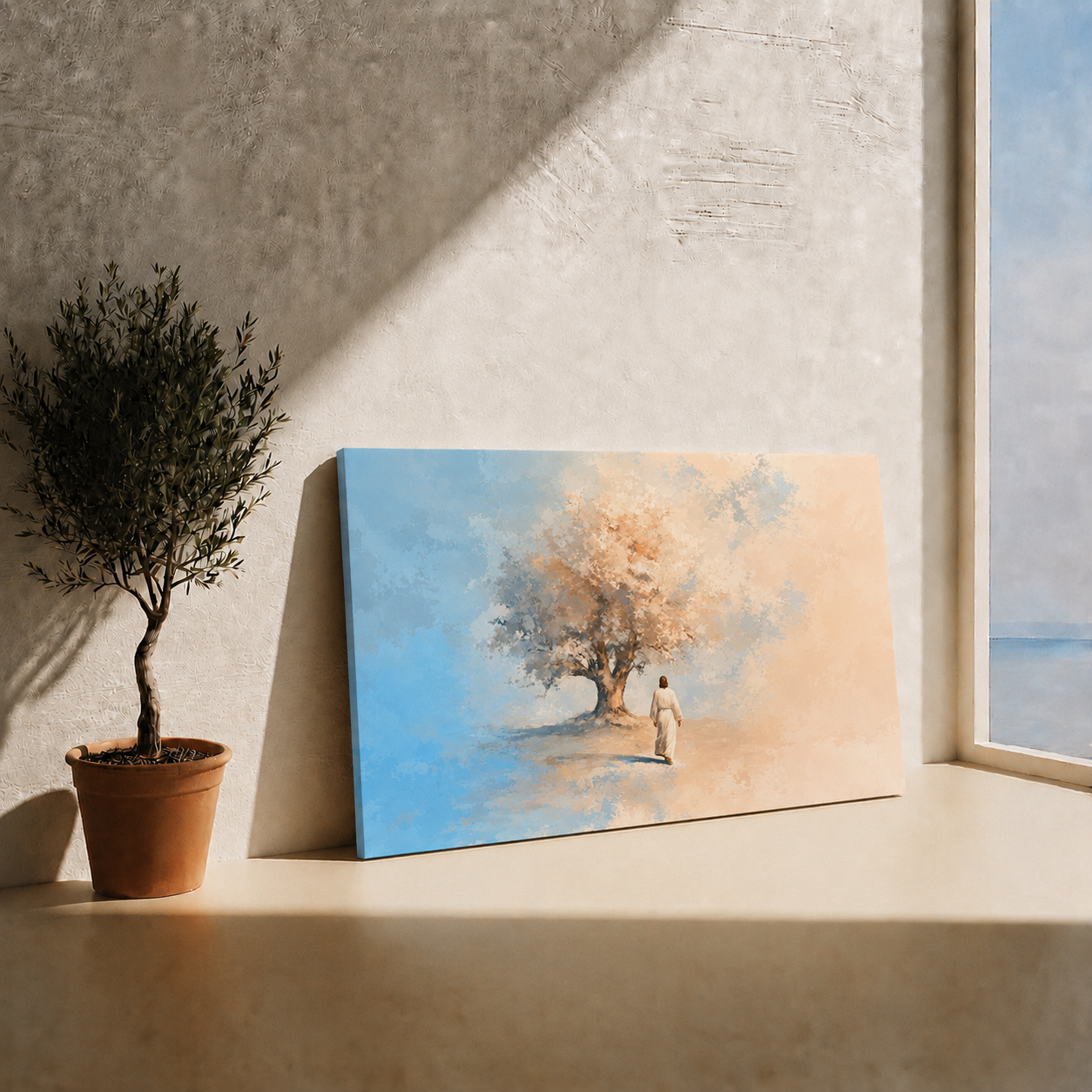 Jesus Walking Toward The Tree Of Life Christian Wall Art Poster/Canvas