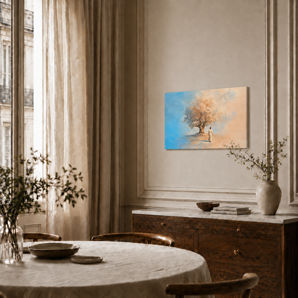 Jesus Walking Toward The Tree Of Life Christian Wall Art Poster/Canvas