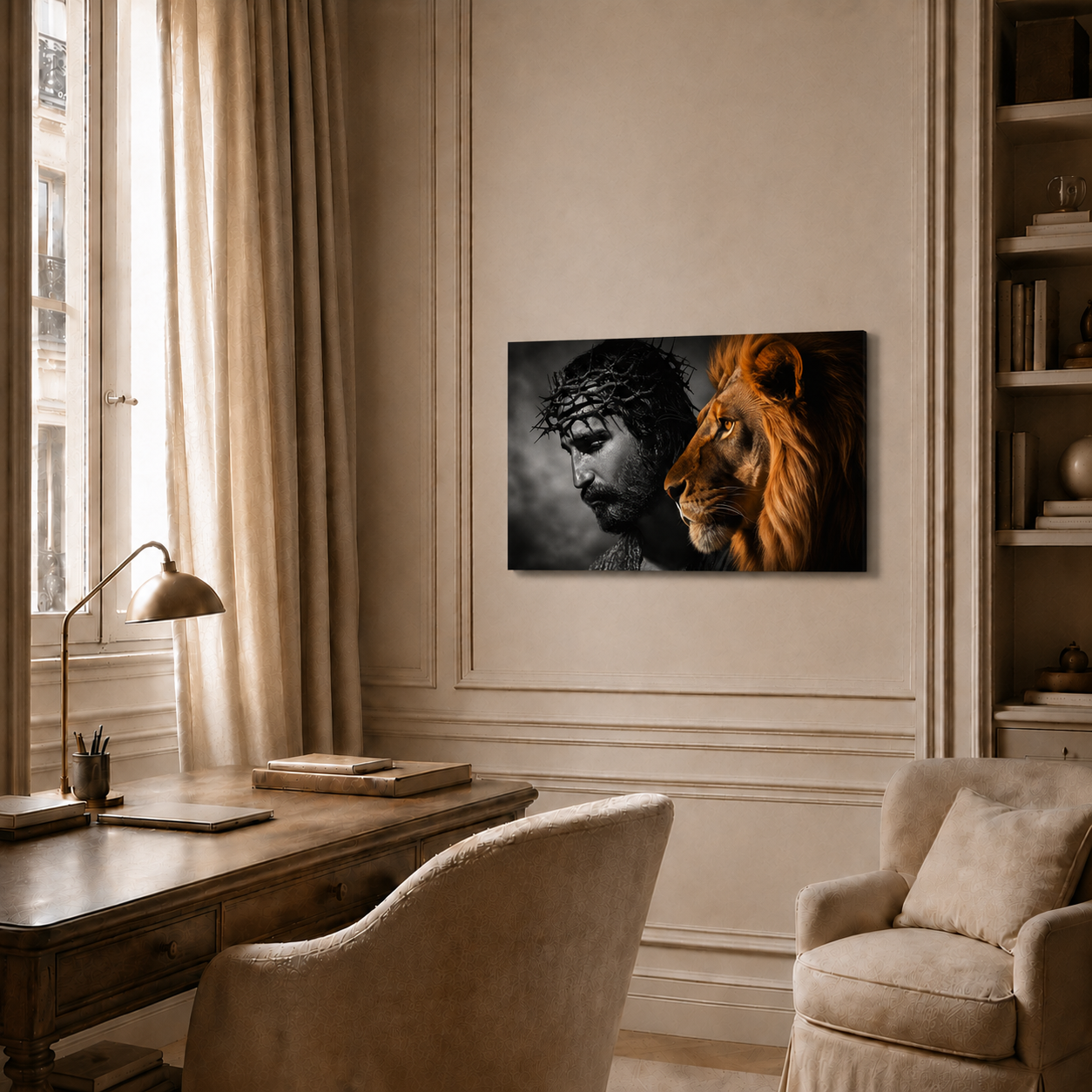 Jesus Lion Of Judah Crown Of Thorns Christian Wall Art Poster/Canvas