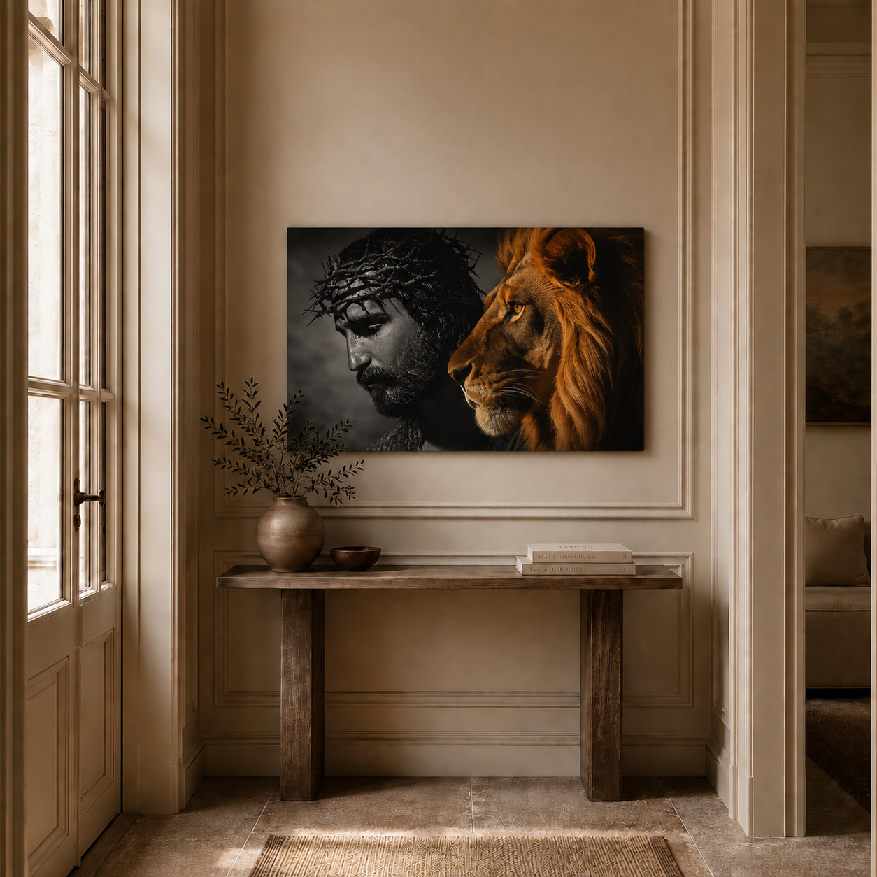 Jesus Lion Of Judah Crown Of Thorns Christian Wall Art Poster/Canvas