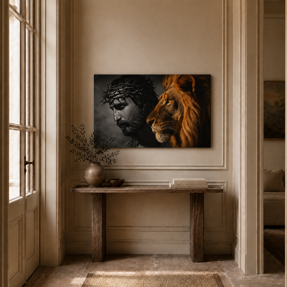 Jesus Lion Of Judah Crown Of Thorns Christian Wall Art Poster/Canvas