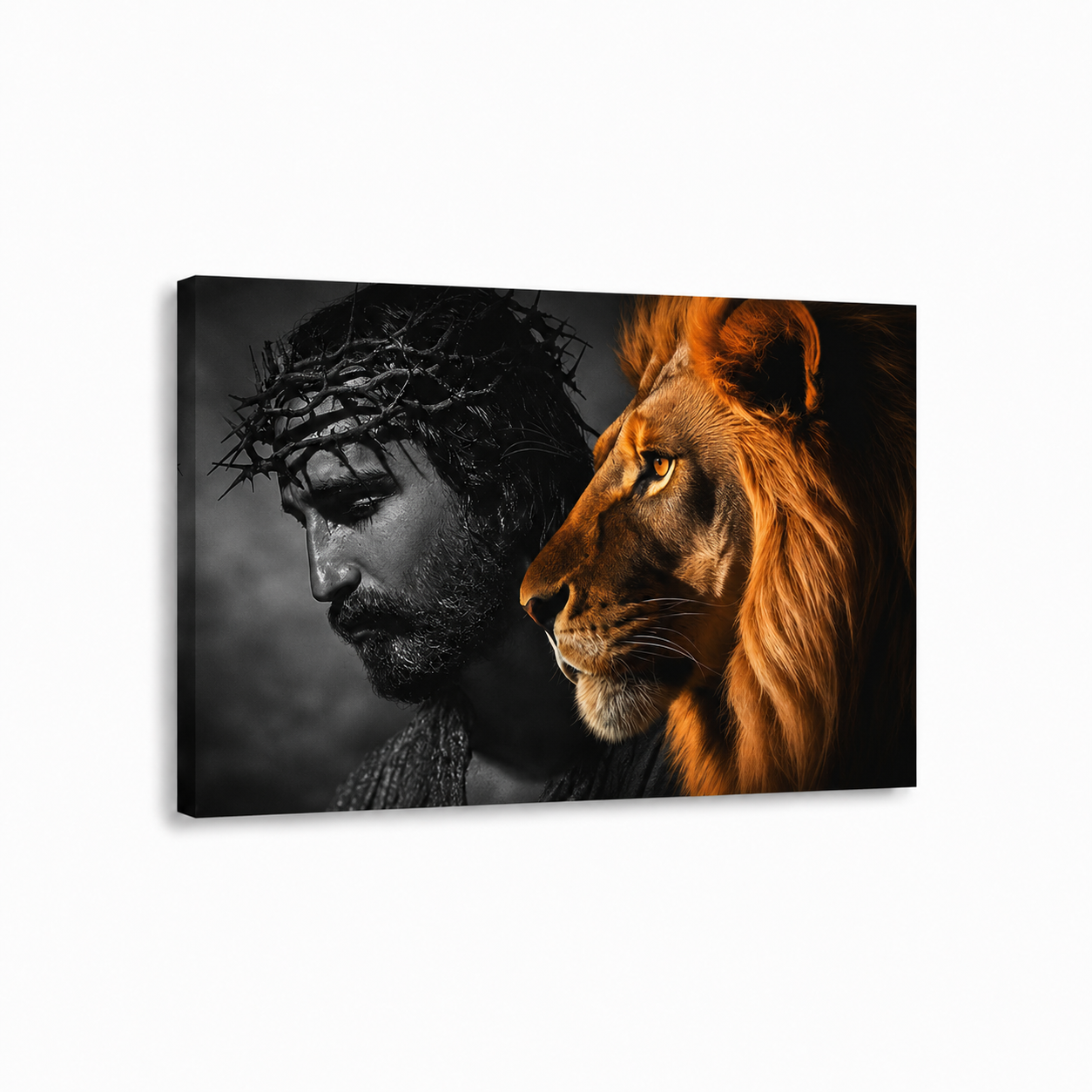Jesus Lion Of Judah Crown Of Thorns Christian Wall Art Poster/Canvas
