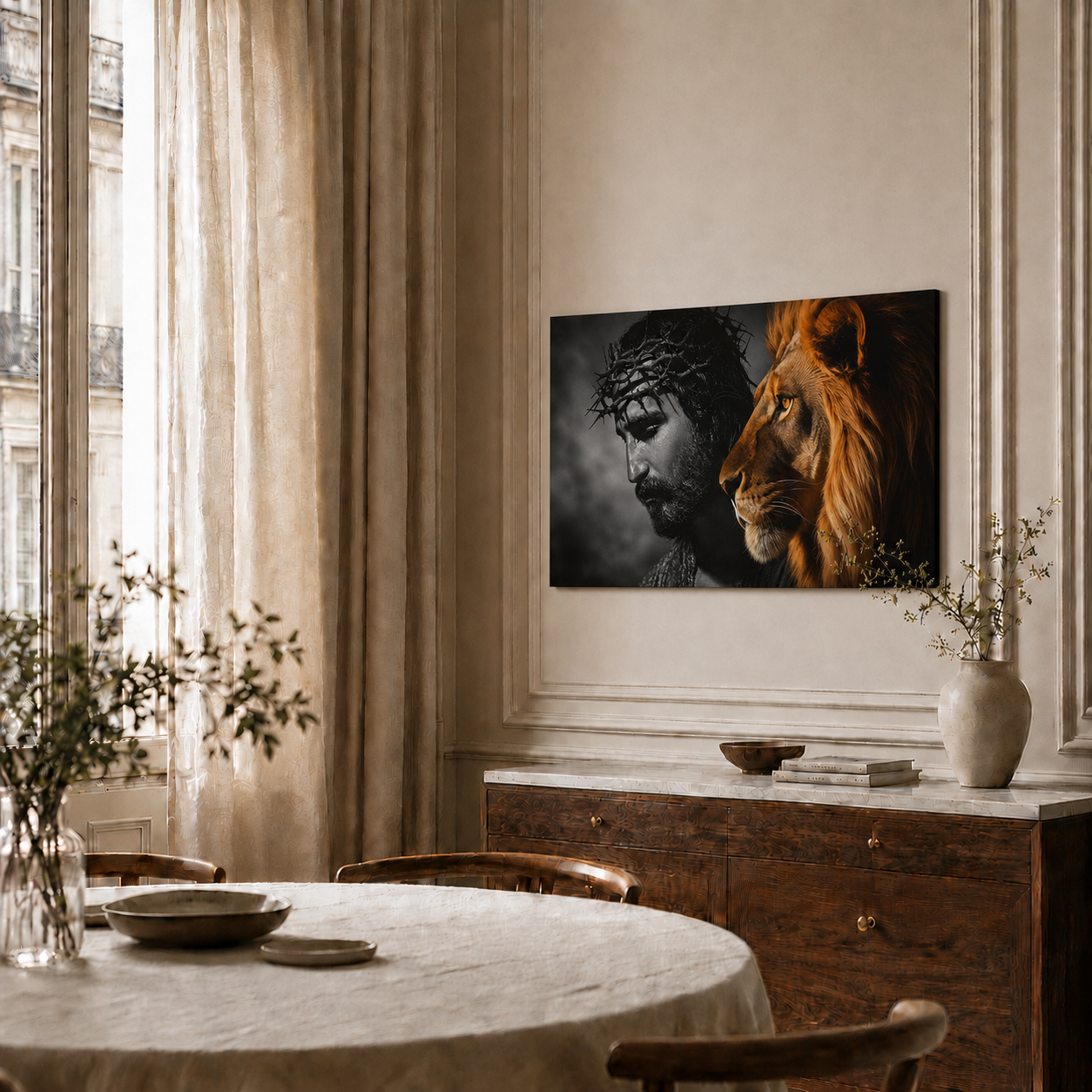 Jesus Lion Of Judah Crown Of Thorns Christian Wall Art Poster/Canvas