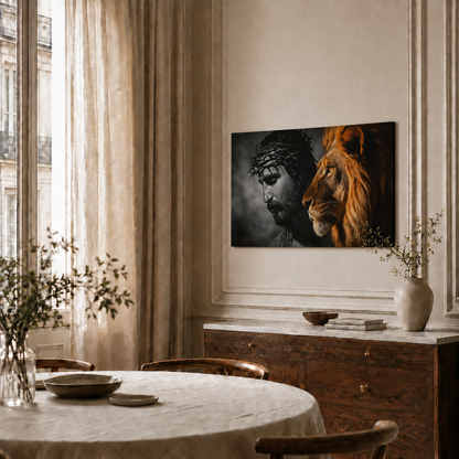 Jesus Lion Of Judah Crown Of Thorns Christian Wall Art Poster/Canvas