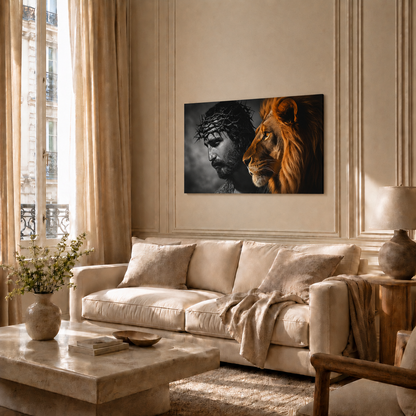 Jesus Lion Of Judah Crown Of Thorns Christian Wall Art Poster/Canvas
