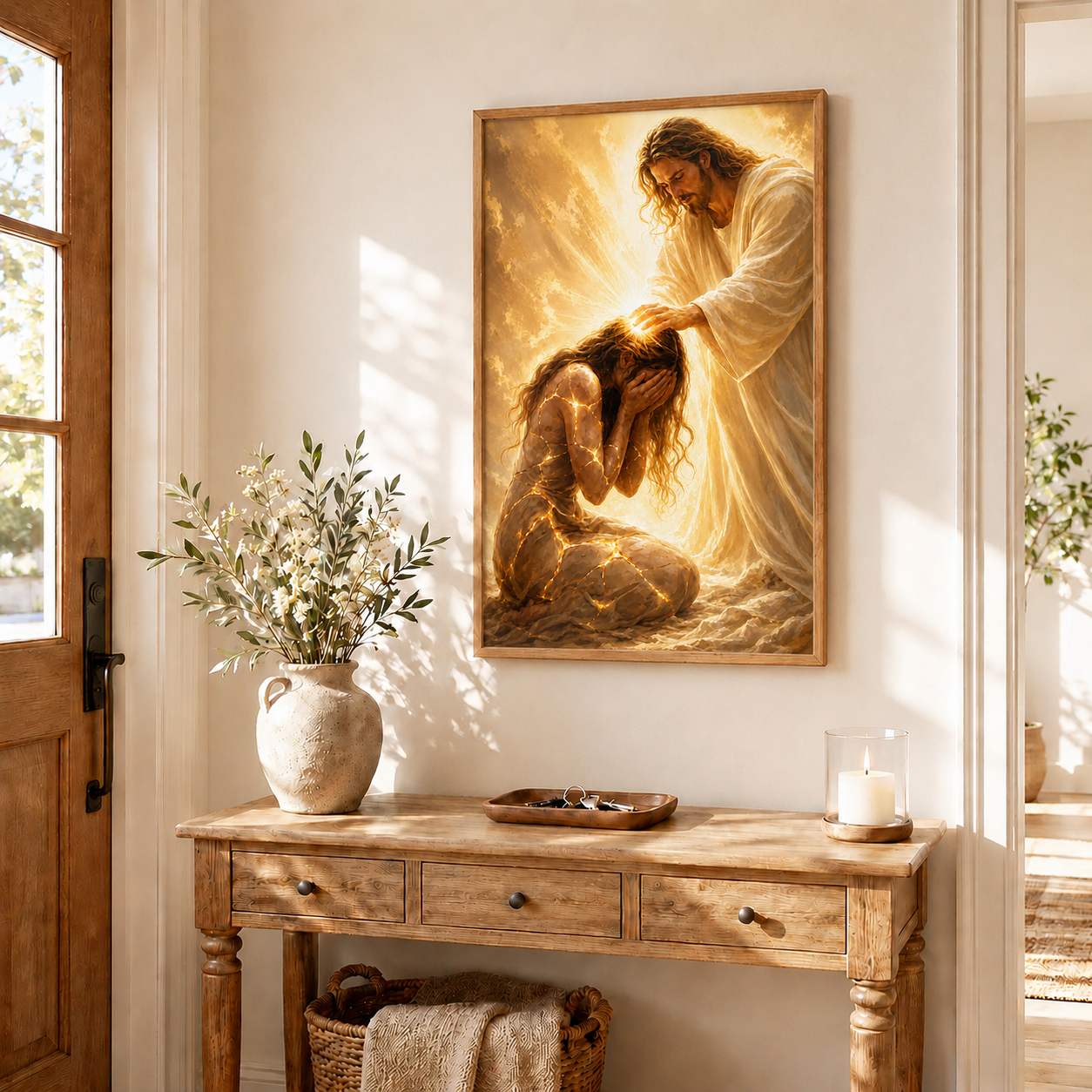 Virgin Mary Praying Wall Art, Catholic Christian Canvas