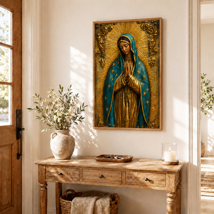 Virgin Mary Praying Wall Art, Catholic Christian Religious Canvas