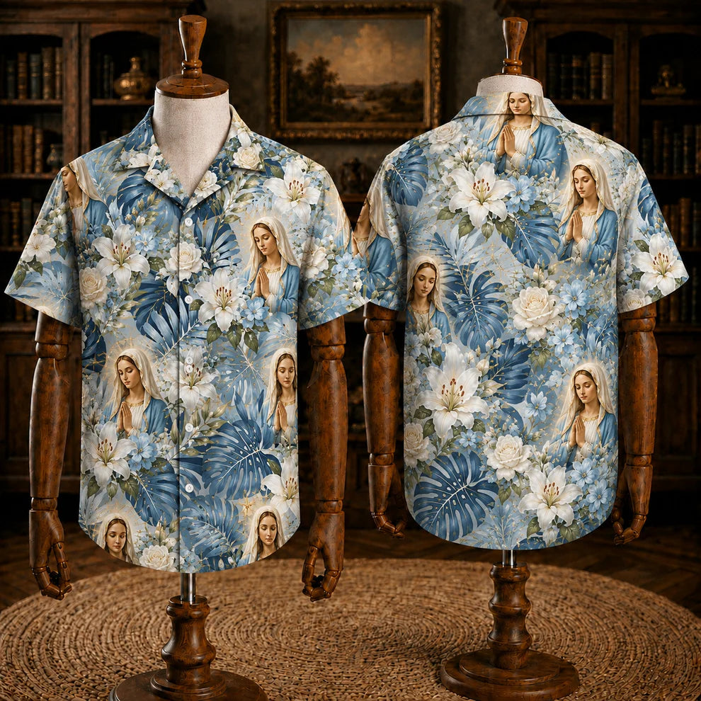 Virgin Mary And Child Hawaiian Shirt, Catholic Christian Religious Shirt