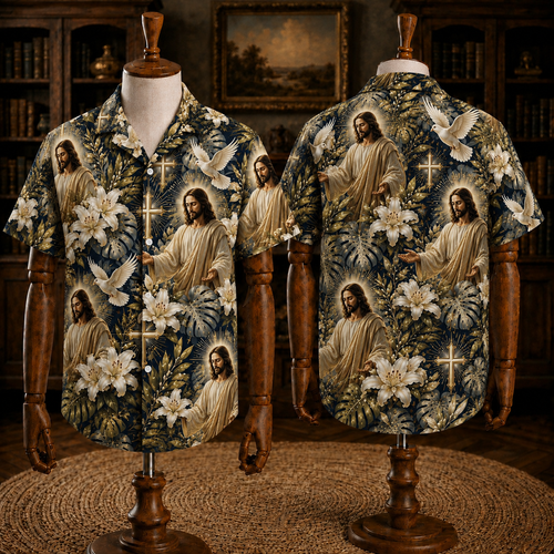 Christian Faith Hawaiian Shirt, Jesus Religious Floral Summer Shirt