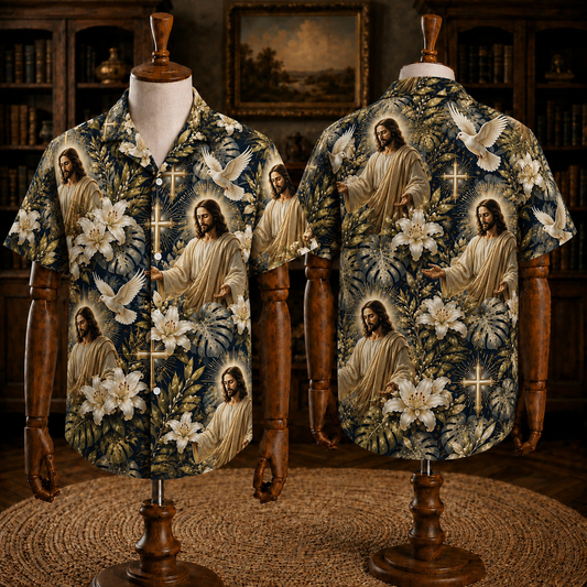 Christian Faith Hawaiian Shirt, Jesus Religious Floral Summer Shirt
