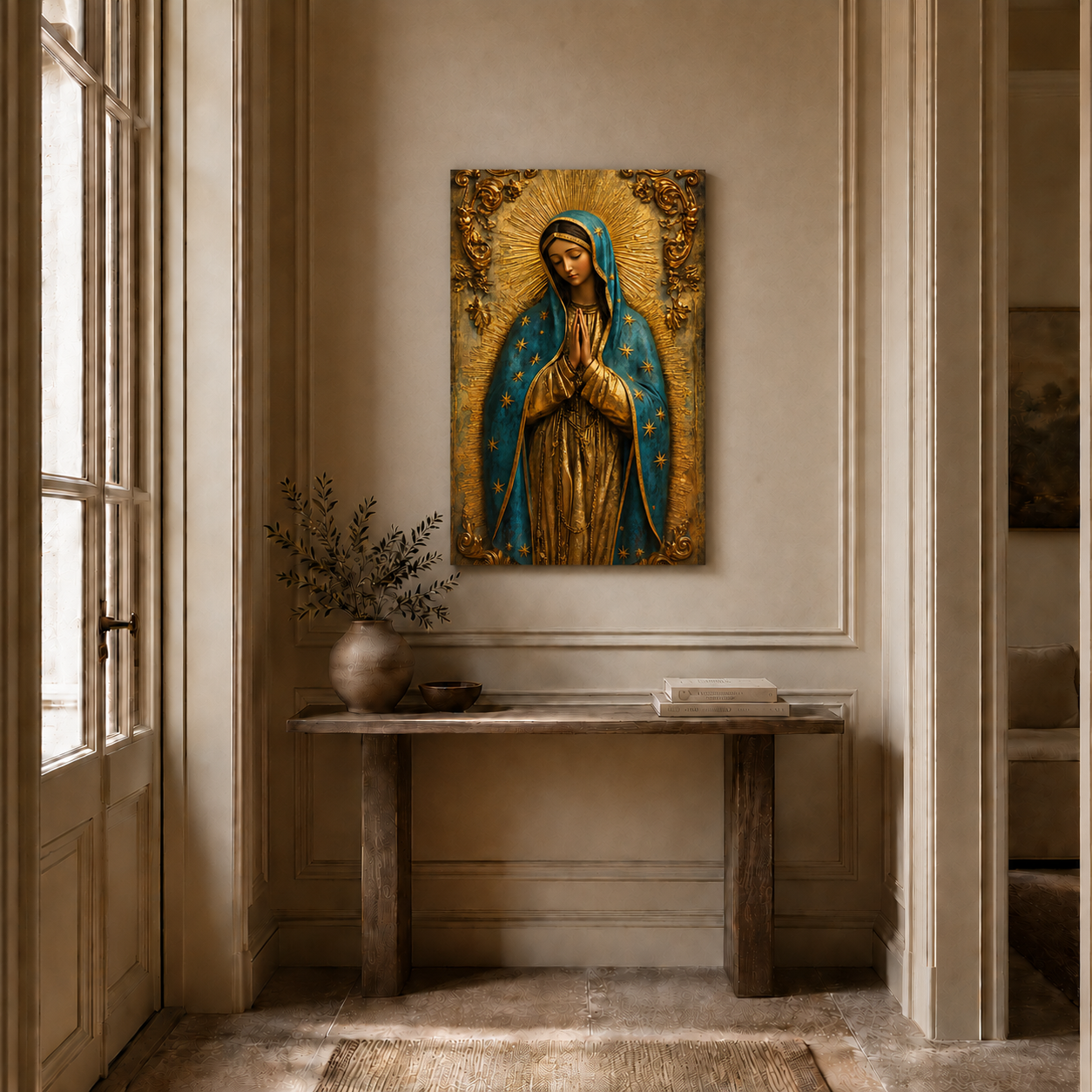 Virgin Mary Praying Wall Art, Catholic Christian Religious PosterCanvas