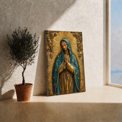 Virgin Mary Praying Wall Art, Catholic Christian Religious PosterCanvas