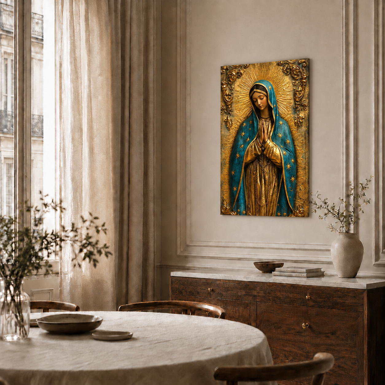 Virgin Mary Praying Wall Art, Catholic Christian Religious PosterCanvas
